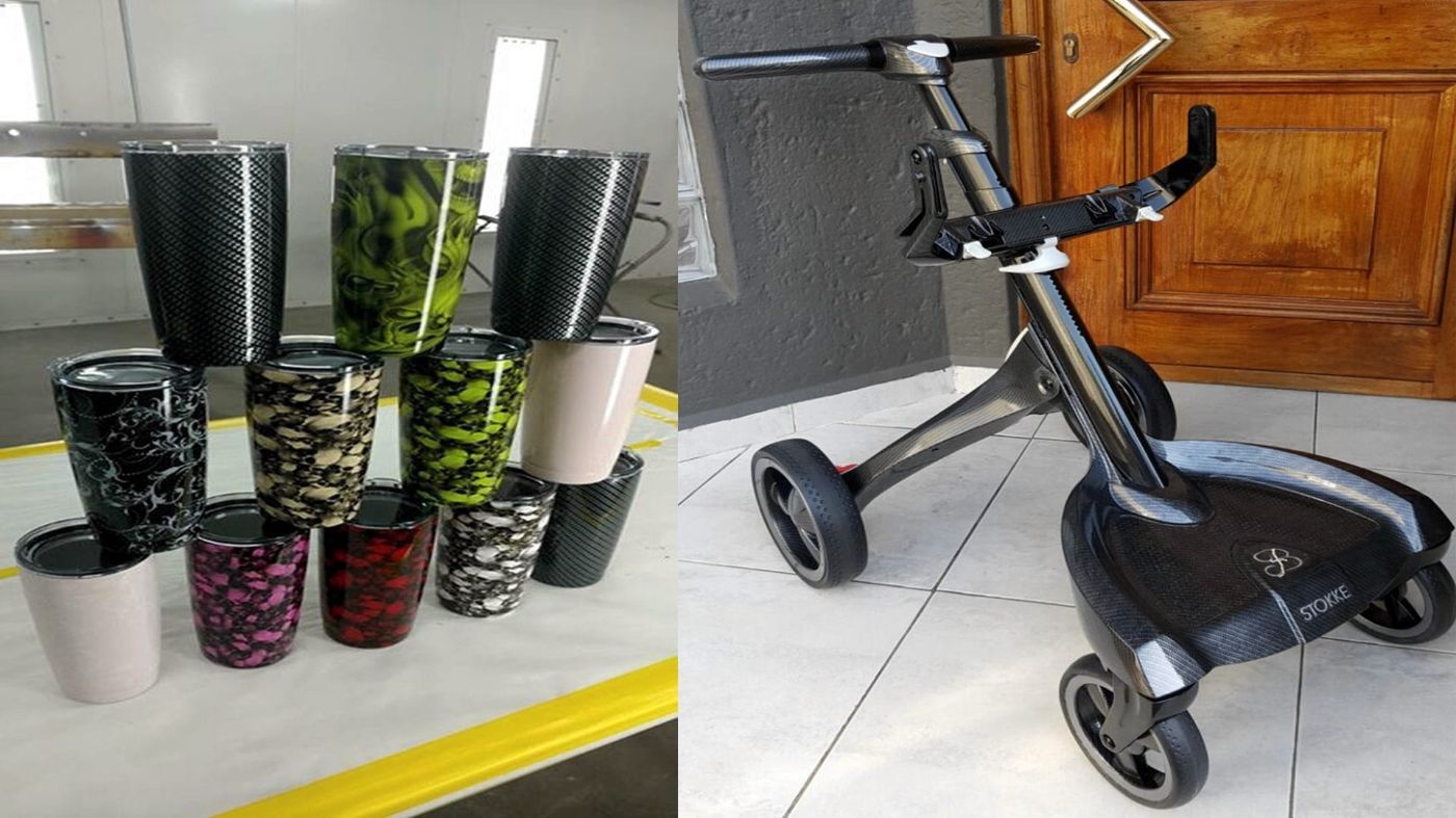 Cups And Pram - Hydro dipped with several types of film Cups And Pram - Hydro dipped with several types of film