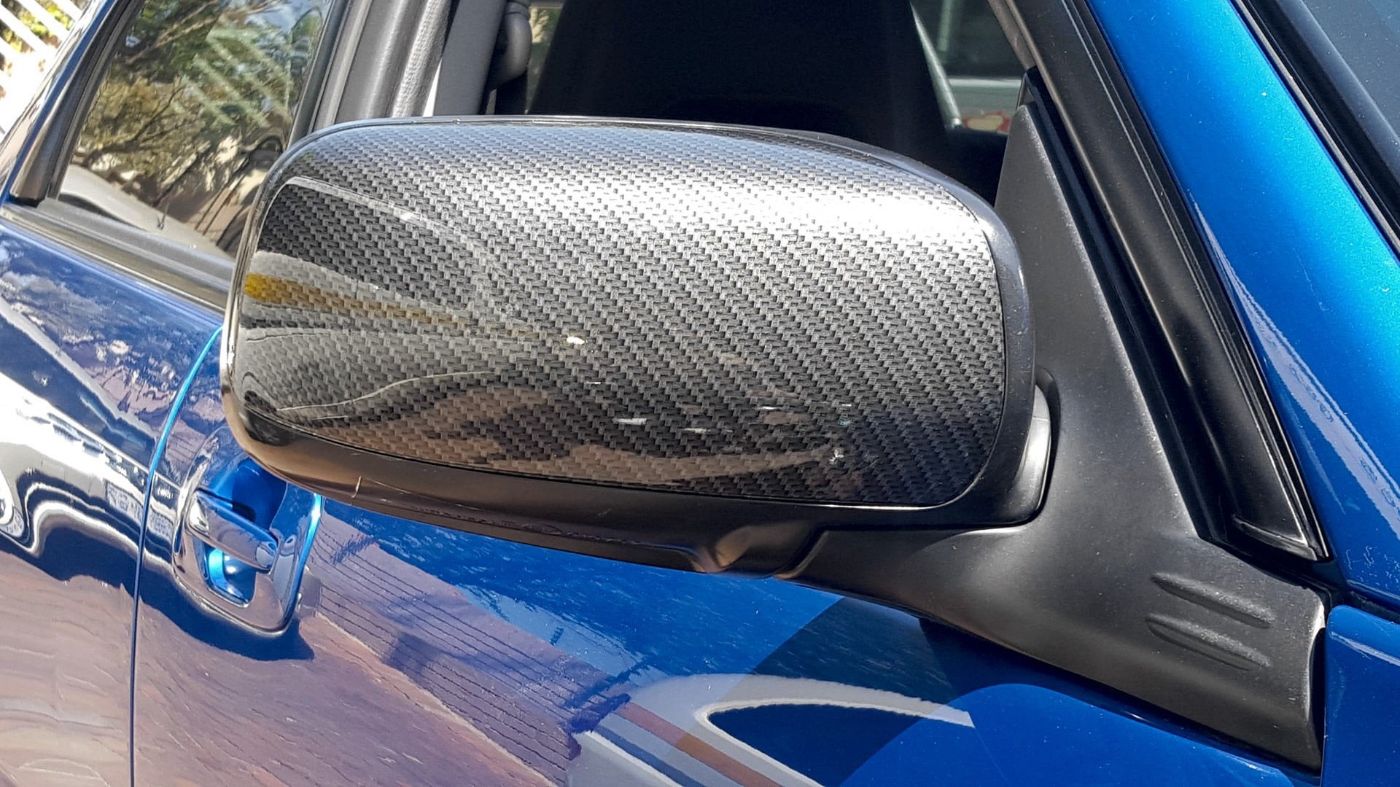 Subaru Side Mirror - Hydro dipped with Silver Carbon Fibre finish Subaru Side Mirror - Hydro dipped with Silver Carbon Fibre finish